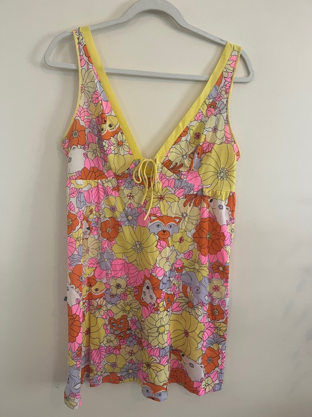 Vintage Warners Juniors Hidden Animal Psychedelic Mini Dress Nightgown 1960s